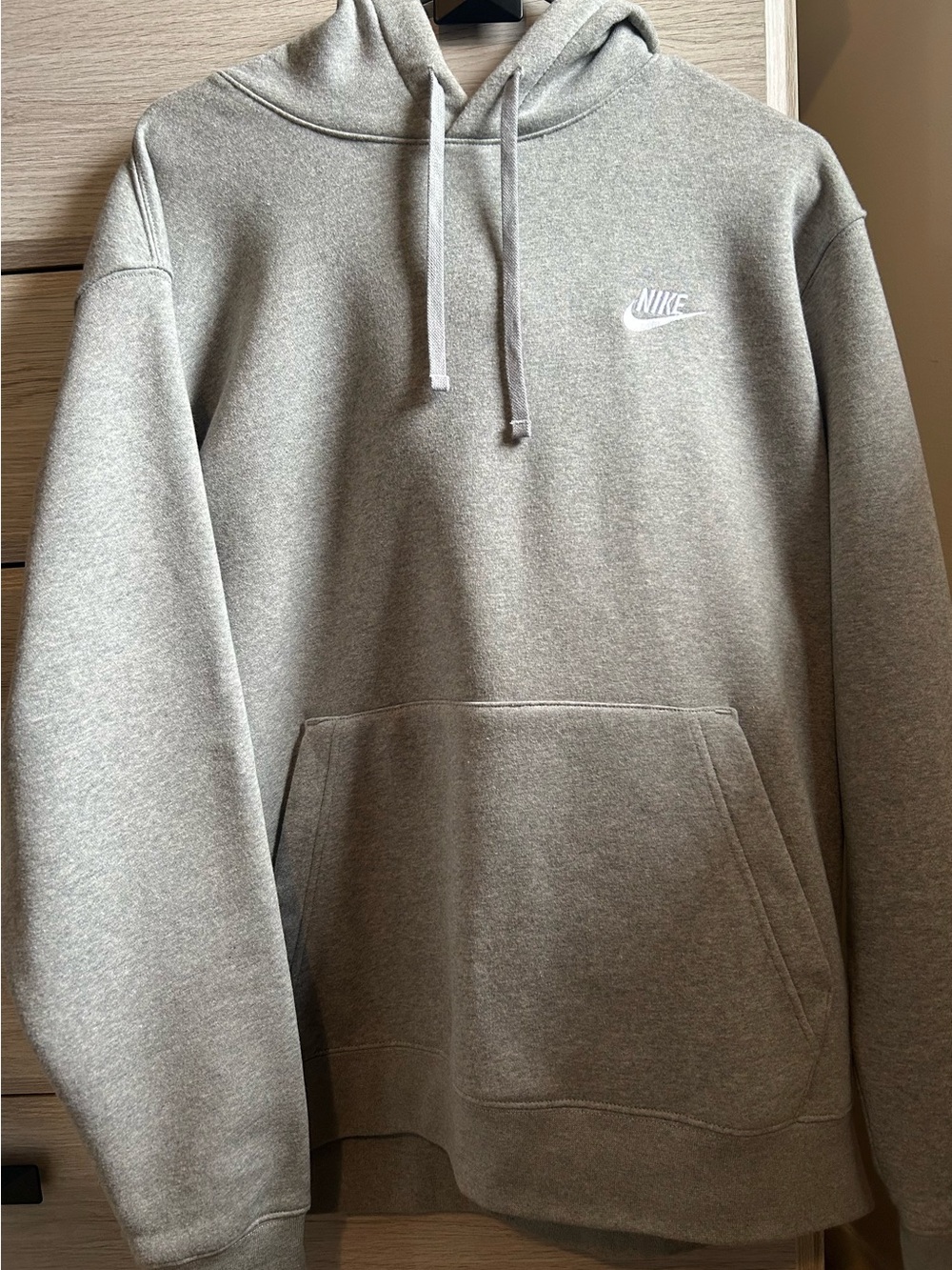 Nike Heather Gray Hoodie with White Swoosh